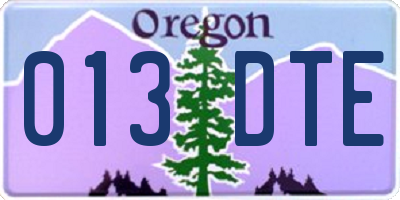 OR license plate 013DTE