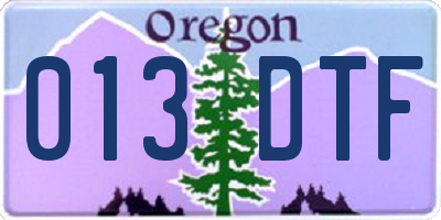OR license plate 013DTF