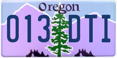 OR license plate 013DTI