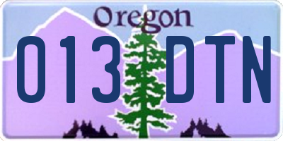 OR license plate 013DTN