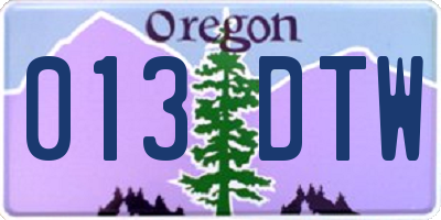 OR license plate 013DTW