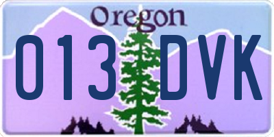 OR license plate 013DVK