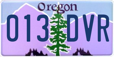 OR license plate 013DVR