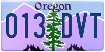 OR license plate 013DVT