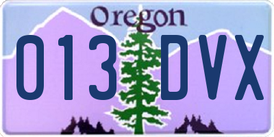 OR license plate 013DVX