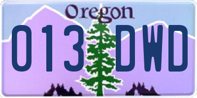 OR license plate 013DWD