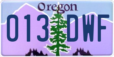 OR license plate 013DWF