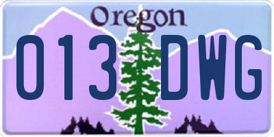 OR license plate 013DWG