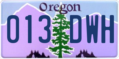 OR license plate 013DWH