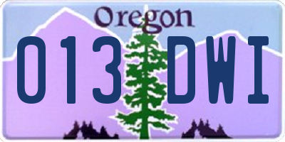 OR license plate 013DWI