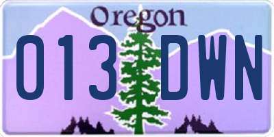 OR license plate 013DWN