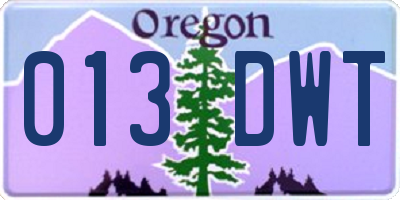 OR license plate 013DWT