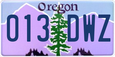OR license plate 013DWZ