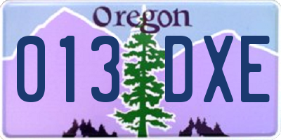 OR license plate 013DXE