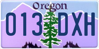 OR license plate 013DXH