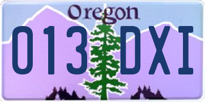 OR license plate 013DXI