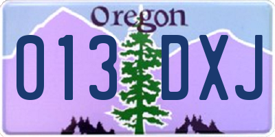 OR license plate 013DXJ
