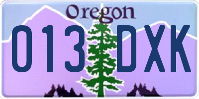 OR license plate 013DXK
