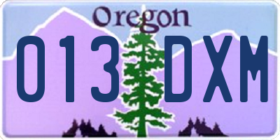 OR license plate 013DXM
