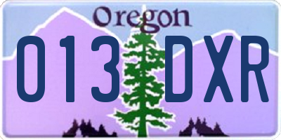 OR license plate 013DXR