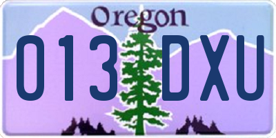 OR license plate 013DXU
