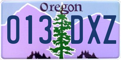 OR license plate 013DXZ