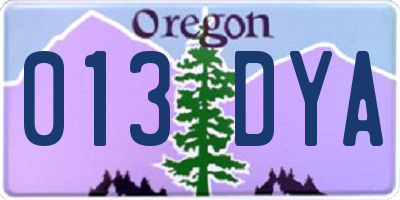 OR license plate 013DYA