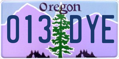 OR license plate 013DYE