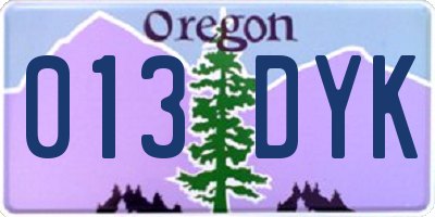 OR license plate 013DYK