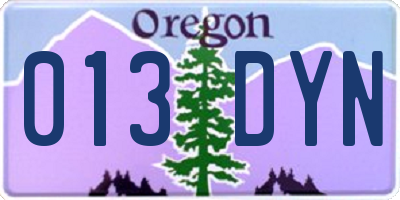 OR license plate 013DYN