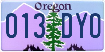 OR license plate 013DYO