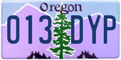 OR license plate 013DYP