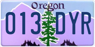 OR license plate 013DYR