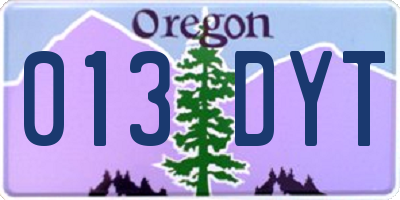 OR license plate 013DYT