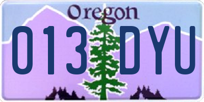 OR license plate 013DYU
