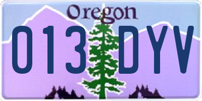 OR license plate 013DYV