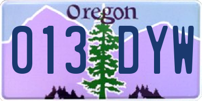OR license plate 013DYW