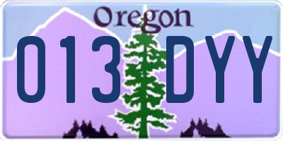 OR license plate 013DYY