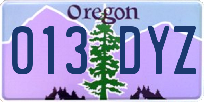 OR license plate 013DYZ