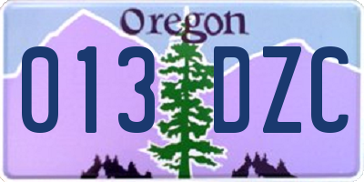 OR license plate 013DZC