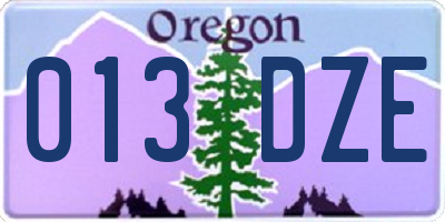 OR license plate 013DZE