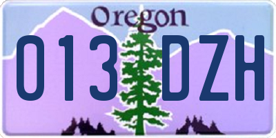 OR license plate 013DZH