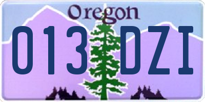 OR license plate 013DZI
