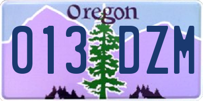OR license plate 013DZM
