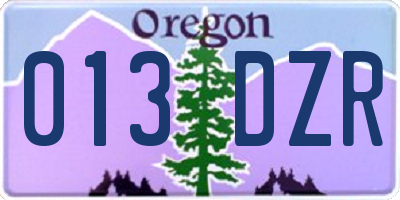 OR license plate 013DZR