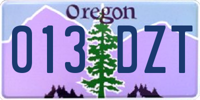OR license plate 013DZT
