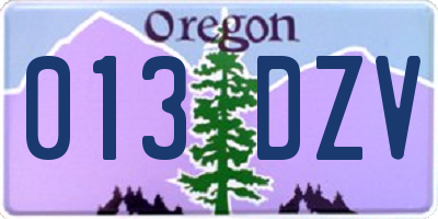 OR license plate 013DZV
