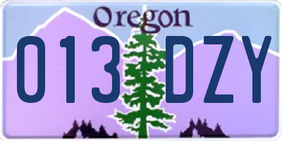 OR license plate 013DZY