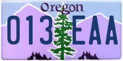 OR license plate 013EAA