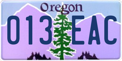 OR license plate 013EAC